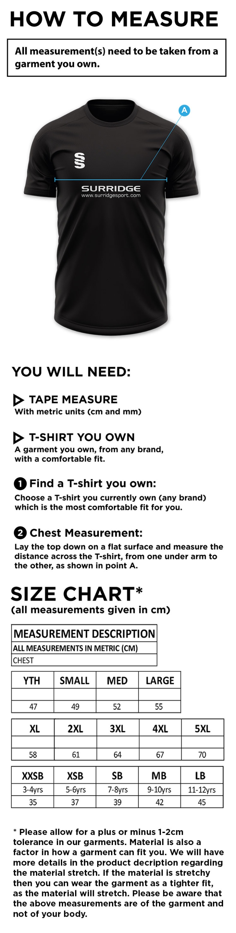 Dual Games Shirt : Ambers - Size Guide