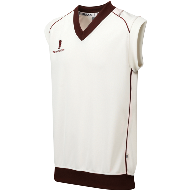 Curve Sleeveless Sweater Maroon Trim