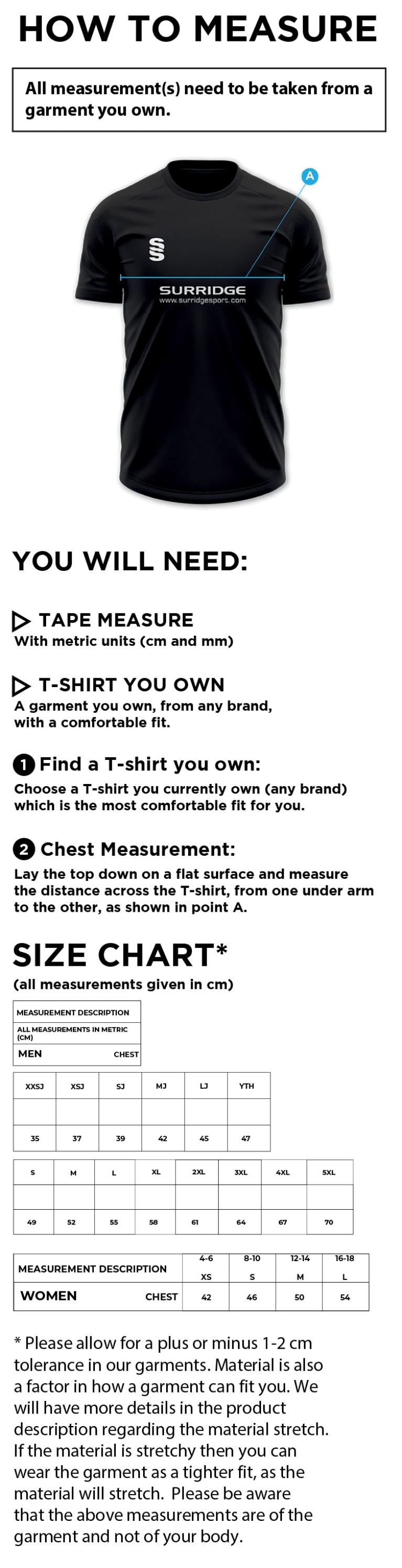 T-SHIRT-SET IN SLEEVE-S/S CORE - Size Guide