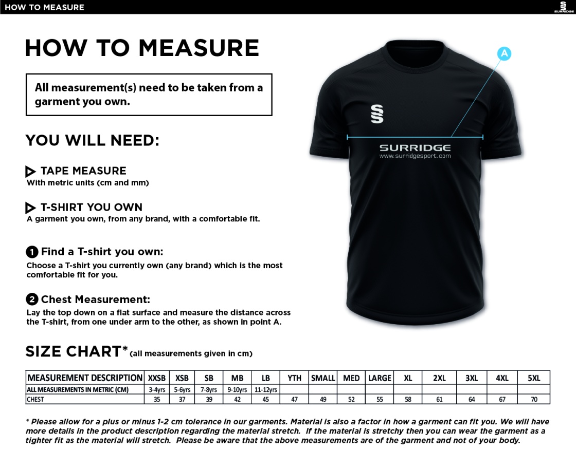 Dual Games Shirt : Ambers - Size Guide