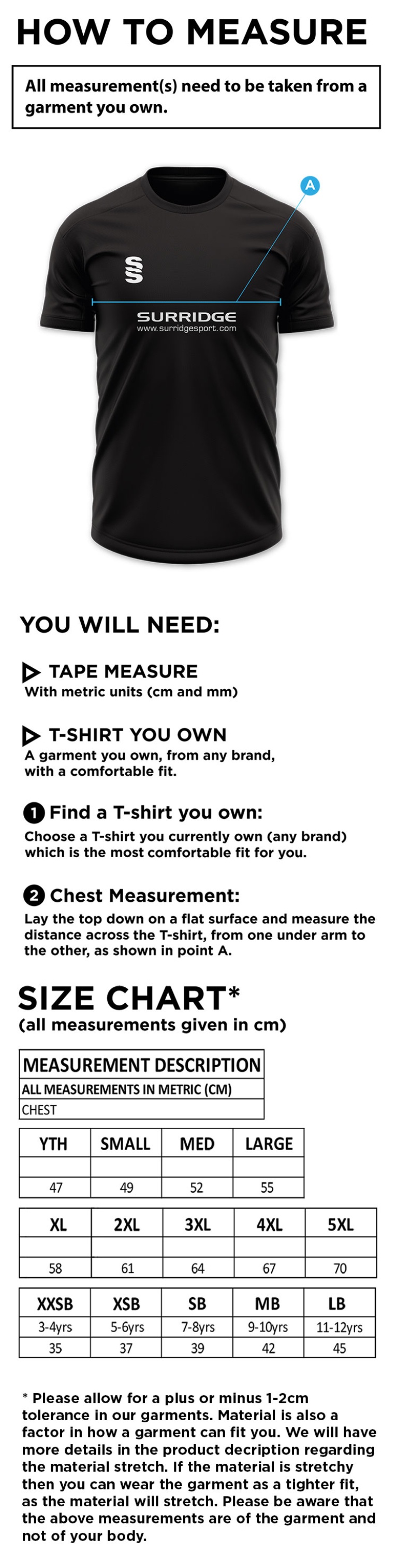 Dual Games Shirt : Ambers - Size Guide