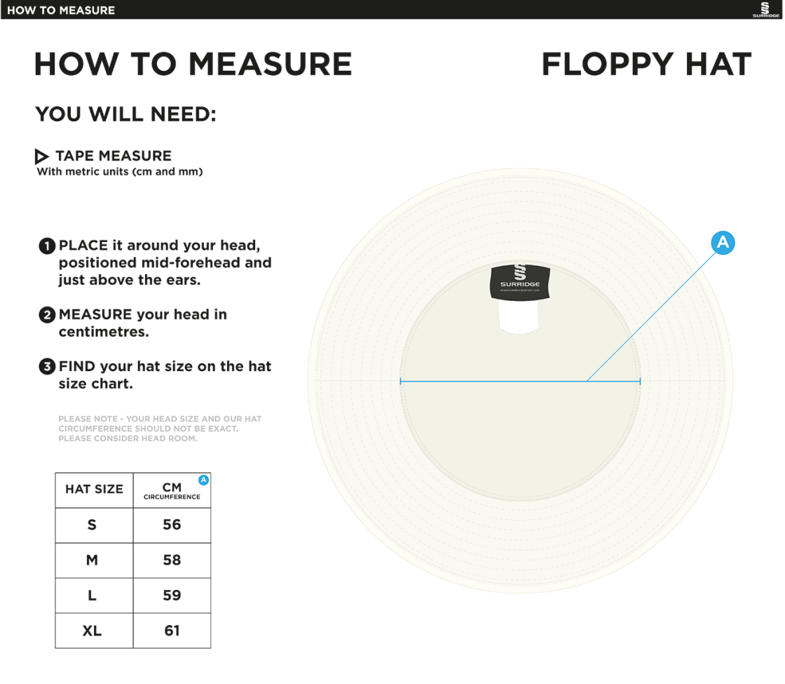 Floppy Sun Hat - Size Guide